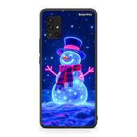 Thumbnail for Samsung Galaxy A51 5G Christmas Neon Snowman θήκη από τη Smartfits με σχέδιο στο πίσω μέρος και μαύρο περίβλημα | Smartphone case with colorful back and black bezels by Smartfits