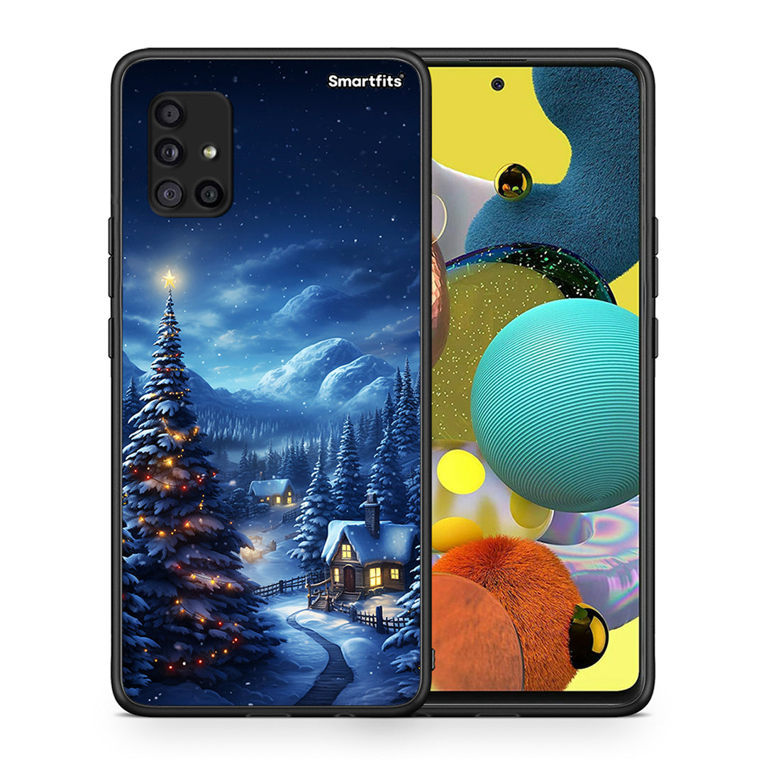 Θήκη Samsung Galaxy A51 5G Christmas Scenery από τη Smartfits με σχέδιο στο πίσω μέρος και μαύρο περίβλημα | Samsung Galaxy A51 5G Christmas Scenery case with colorful back and black bezels