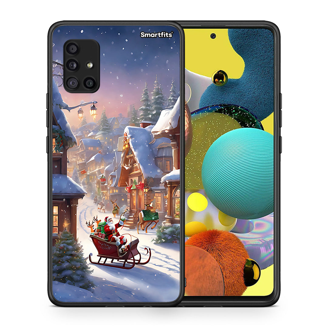 Θήκη Samsung Galaxy A51 5G Christmas Snow από τη Smartfits με σχέδιο στο πίσω μέρος και μαύρο περίβλημα | Samsung Galaxy A51 5G Christmas Snow case with colorful back and black bezels