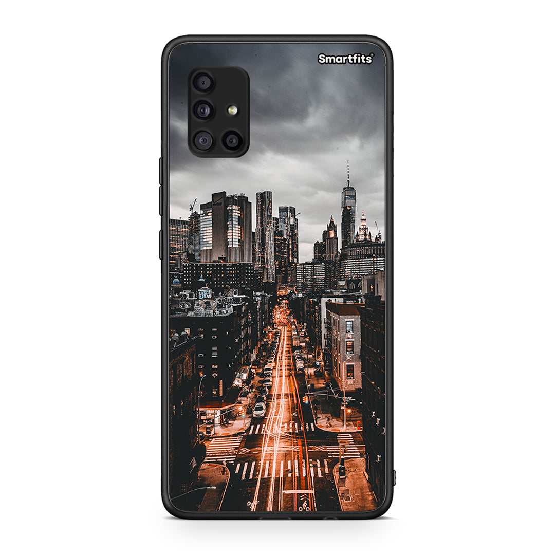 Samsung Galaxy A51 5G City Lights θήκη από τη Smartfits με σχέδιο στο πίσω μέρος και μαύρο περίβλημα | Smartphone case with colorful back and black bezels by Smartfits