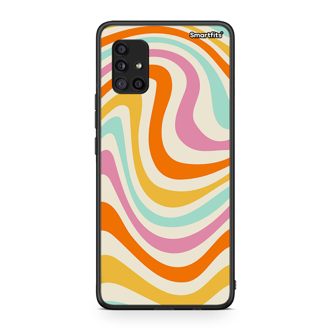 Samsung Galaxy A51 5G Colourful Waves θήκη από τη Smartfits με σχέδιο στο πίσω μέρος και μαύρο περίβλημα | Smartphone case with colorful back and black bezels by Smartfits