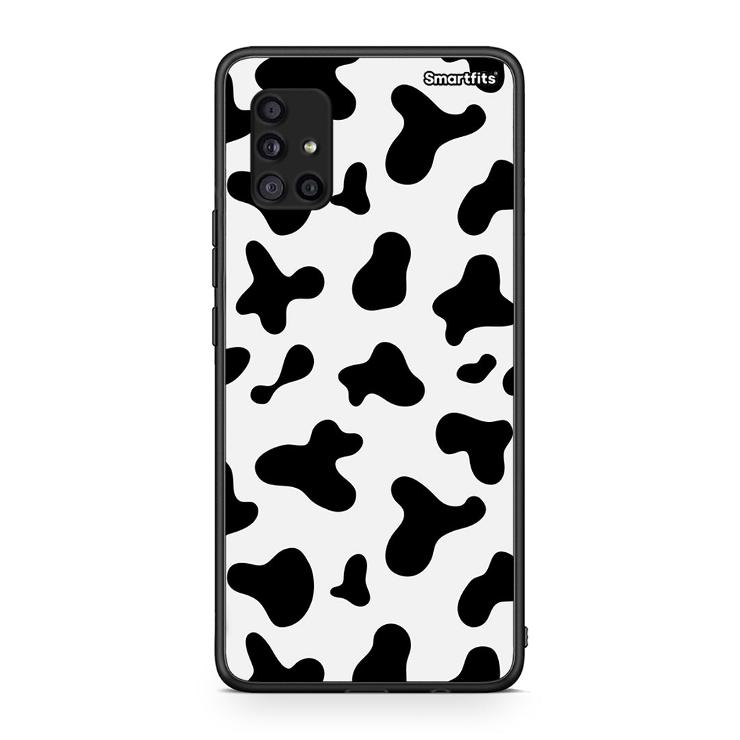 Samsung Galaxy A51 5G Cow Print θήκη από τη Smartfits με σχέδιο στο πίσω μέρος και μαύρο περίβλημα | Smartphone case with colorful back and black bezels by Smartfits