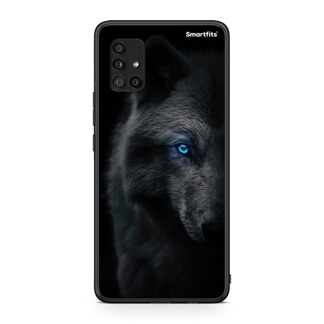 Samsung Galaxy A51 5G Dark Wolf θήκη από τη Smartfits με σχέδιο στο πίσω μέρος και μαύρο περίβλημα | Smartphone case with colorful back and black bezels by Smartfits