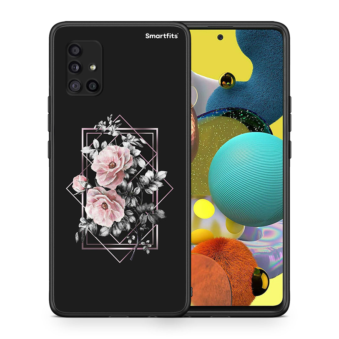 Θήκη Samsung Galaxy A51 5G Frame Flower από τη Smartfits με σχέδιο στο πίσω μέρος και μαύρο περίβλημα | Samsung Galaxy A51 5G Frame Flower case with colorful back and black bezels