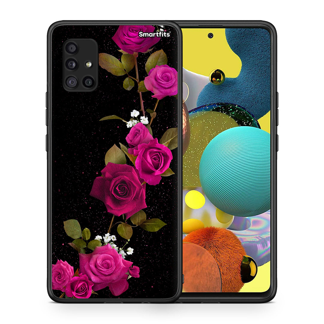 Θήκη Samsung Galaxy A51 5G Red Roses Flower από τη Smartfits με σχέδιο στο πίσω μέρος και μαύρο περίβλημα | Samsung Galaxy A51 5G Red Roses Flower case with colorful back and black bezels