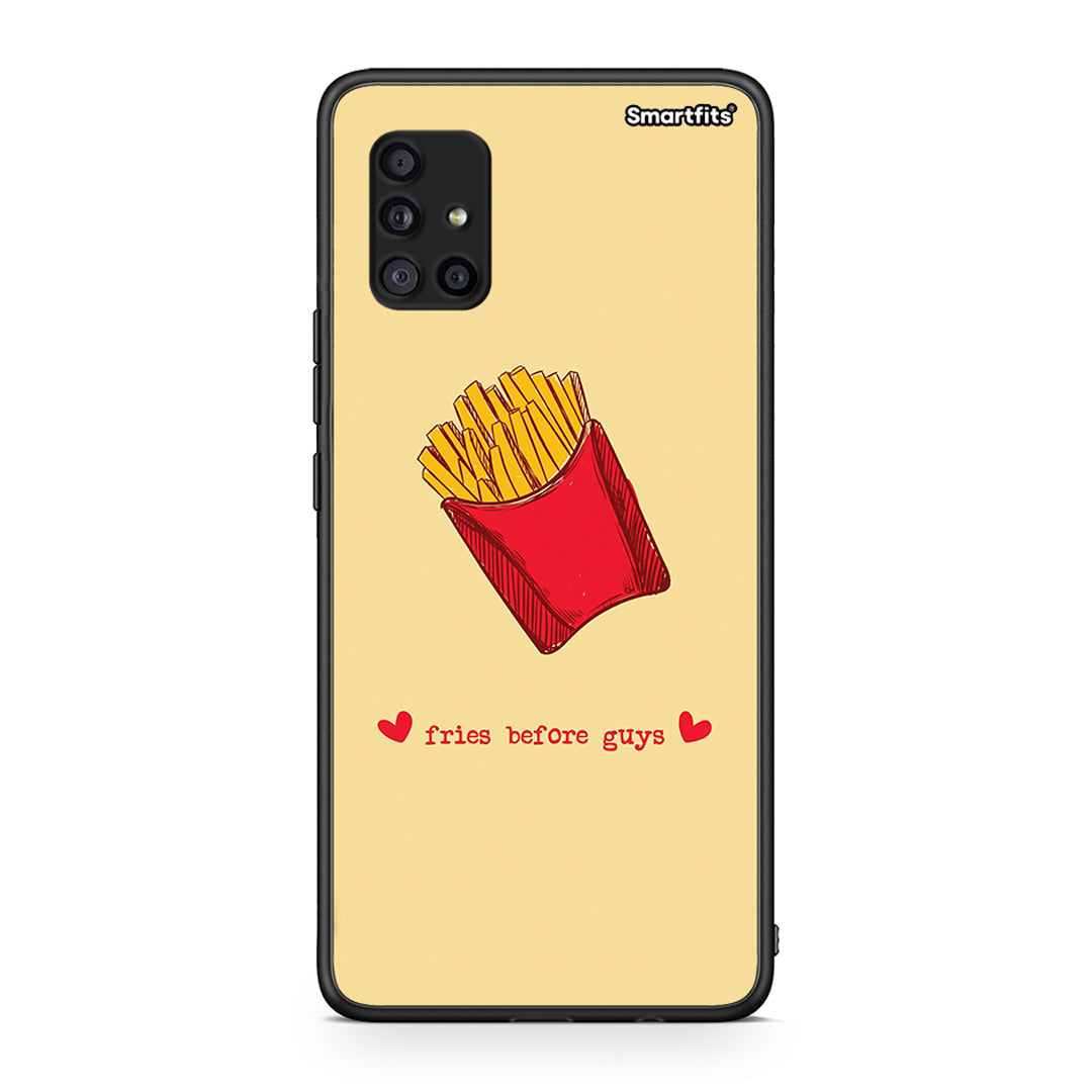 Samsung Galaxy A51 5G Fries Before Guys Θήκη Αγίου Βαλεντίνου από τη Smartfits με σχέδιο στο πίσω μέρος και μαύρο περίβλημα | Smartphone case with colorful back and black bezels by Smartfits