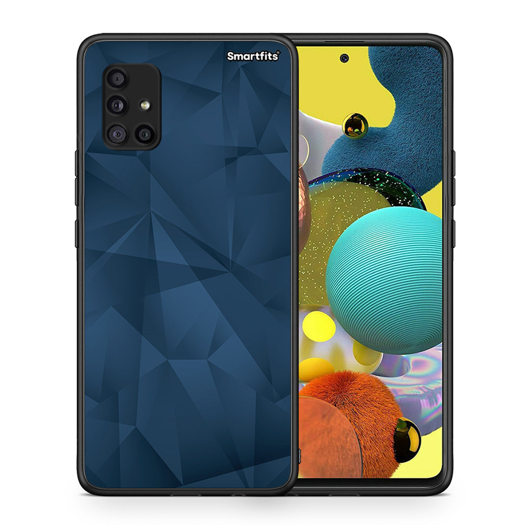 Θήκη Samsung Galaxy A51 5G Blue Abstract Geometric από τη Smartfits με σχέδιο στο πίσω μέρος και μαύρο περίβλημα | Samsung Galaxy A51 5G Blue Abstract Geometric case with colorful back and black bezels