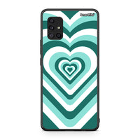 Thumbnail for Samsung Galaxy A51 5G Green Hearts θήκη από τη Smartfits με σχέδιο στο πίσω μέρος και μαύρο περίβλημα | Smartphone case with colorful back and black bezels by Smartfits