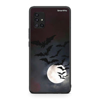 Thumbnail for Samsung Galaxy A51 5G Halloween Bat Night Θήκη από τη Smartfits με σχέδιο στο πίσω μέρος και μαύρο περίβλημα | Smartphone case with colorful back and black bezels by Smartfits