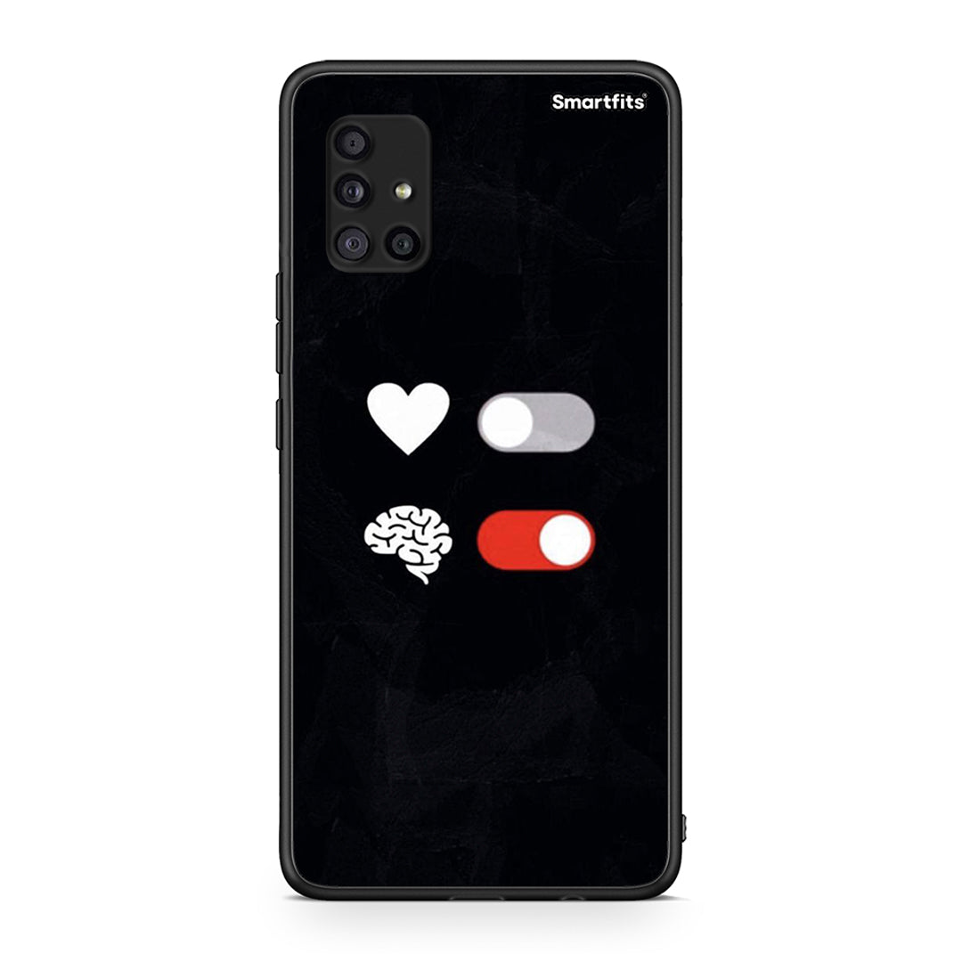 Samsung Galaxy A51 5G Heart Vs Brain Θήκη Αγίου Βαλεντίνου από τη Smartfits με σχέδιο στο πίσω μέρος και μαύρο περίβλημα | Smartphone case with colorful back and black bezels by Smartfits