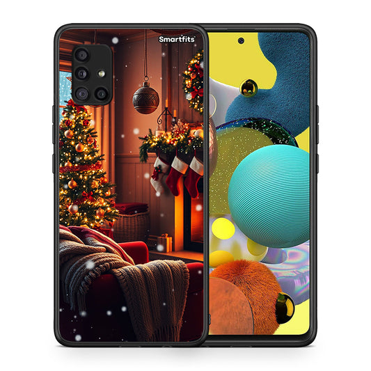 Θήκη Samsung Galaxy A51 5G Home For Christmas από τη Smartfits με σχέδιο στο πίσω μέρος και μαύρο περίβλημα | Samsung Galaxy A51 5G Home For Christmas case with colorful back and black bezels