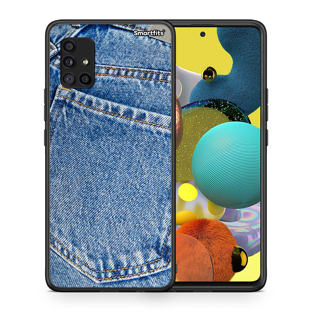 Θήκη Samsung Galaxy A51 5G Jeans Pocket από τη Smartfits με σχέδιο στο πίσω μέρος και μαύρο περίβλημα | Samsung Galaxy A51 5G Jeans Pocket case with colorful back and black bezels