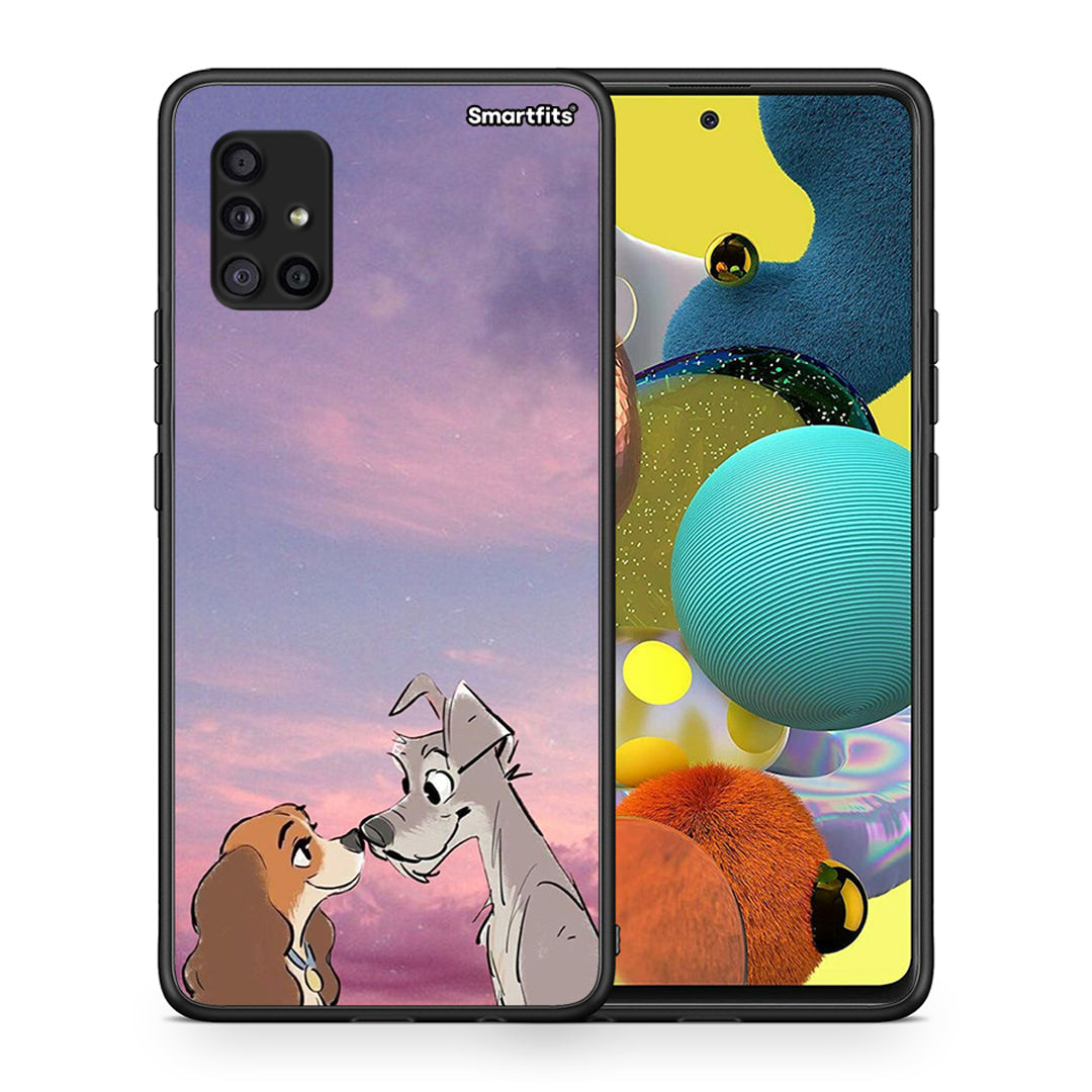 Θήκη Samsung Galaxy A51 5G Lady And Tramp από τη Smartfits με σχέδιο στο πίσω μέρος και μαύρο περίβλημα | Samsung Galaxy A51 5G Lady And Tramp case with colorful back and black bezels