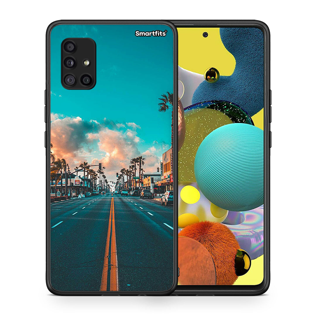 Θήκη Samsung Galaxy A51 5G City Landscape από τη Smartfits με σχέδιο στο πίσω μέρος και μαύρο περίβλημα | Samsung Galaxy A51 5G City Landscape case with colorful back and black bezels