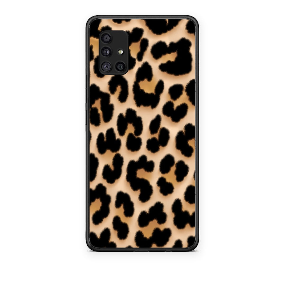 Θήκη Samsung Galaxy A51 5G Leopard Print Tan Large από τη Smartfits με σχέδιο στο πίσω μέρος και μαύρο περίβλημα | Samsung Galaxy A51 5G Leopard Print Tan Large case with colorful back and black bezels