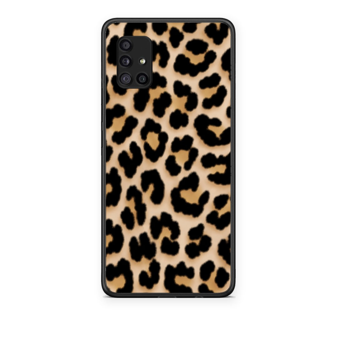Θήκη Samsung Galaxy A51 5G Leopard Print Tan Small από τη Smartfits με σχέδιο στο πίσω μέρος και μαύρο περίβλημα | Samsung Galaxy A51 5G Leopard Print Tan Small case with colorful back and black bezels