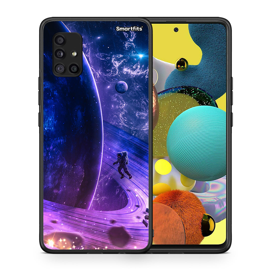 Θήκη Samsung Galaxy A51 5G Lost Astronaut από τη Smartfits με σχέδιο στο πίσω μέρος και μαύρο περίβλημα | Samsung Galaxy A51 5G Lost Astronaut case with colorful back and black bezels