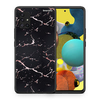 Thumbnail for Θήκη Samsung Galaxy A51 5G Black Rosegold Marble από τη Smartfits με σχέδιο στο πίσω μέρος και μαύρο περίβλημα | Samsung Galaxy A51 5G Black Rosegold Marble case with colorful back and black bezels