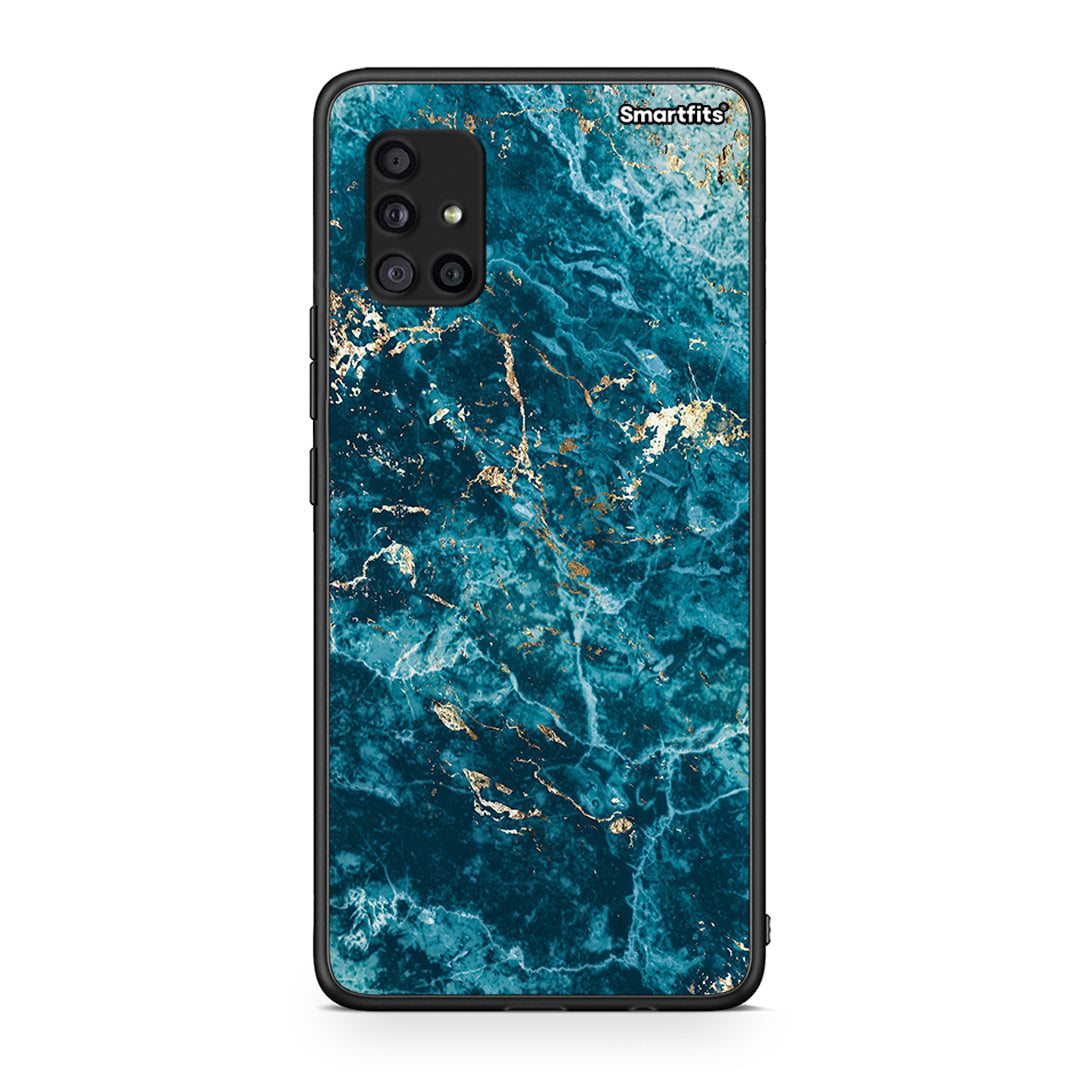 Samsung Galaxy A51 5G Marble Blue θήκη από τη Smartfits με σχέδιο στο πίσω μέρος και μαύρο περίβλημα | Smartphone case with colorful back and black bezels by Smartfits