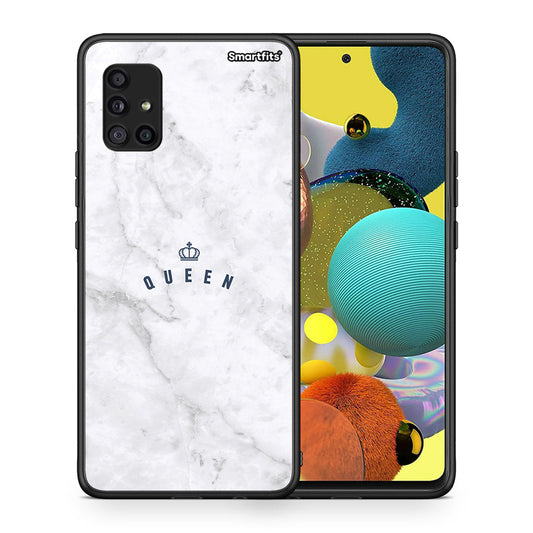 Θήκη Samsung Galaxy A51 5G Queen Marble από τη Smartfits με σχέδιο στο πίσω μέρος και μαύρο περίβλημα | Samsung Galaxy A51 5G Queen Marble case with colorful back and black bezels