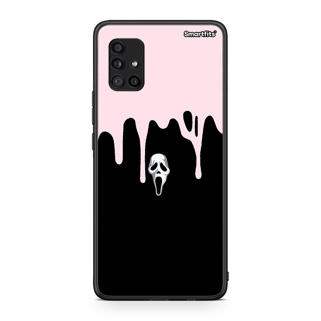 Samsung Galaxy A51 5G Melting Halloween Mask Θήκη από τη Smartfits με σχέδιο στο πίσω μέρος και μαύρο περίβλημα | Smartphone case with colorful back and black bezels by Smartfits