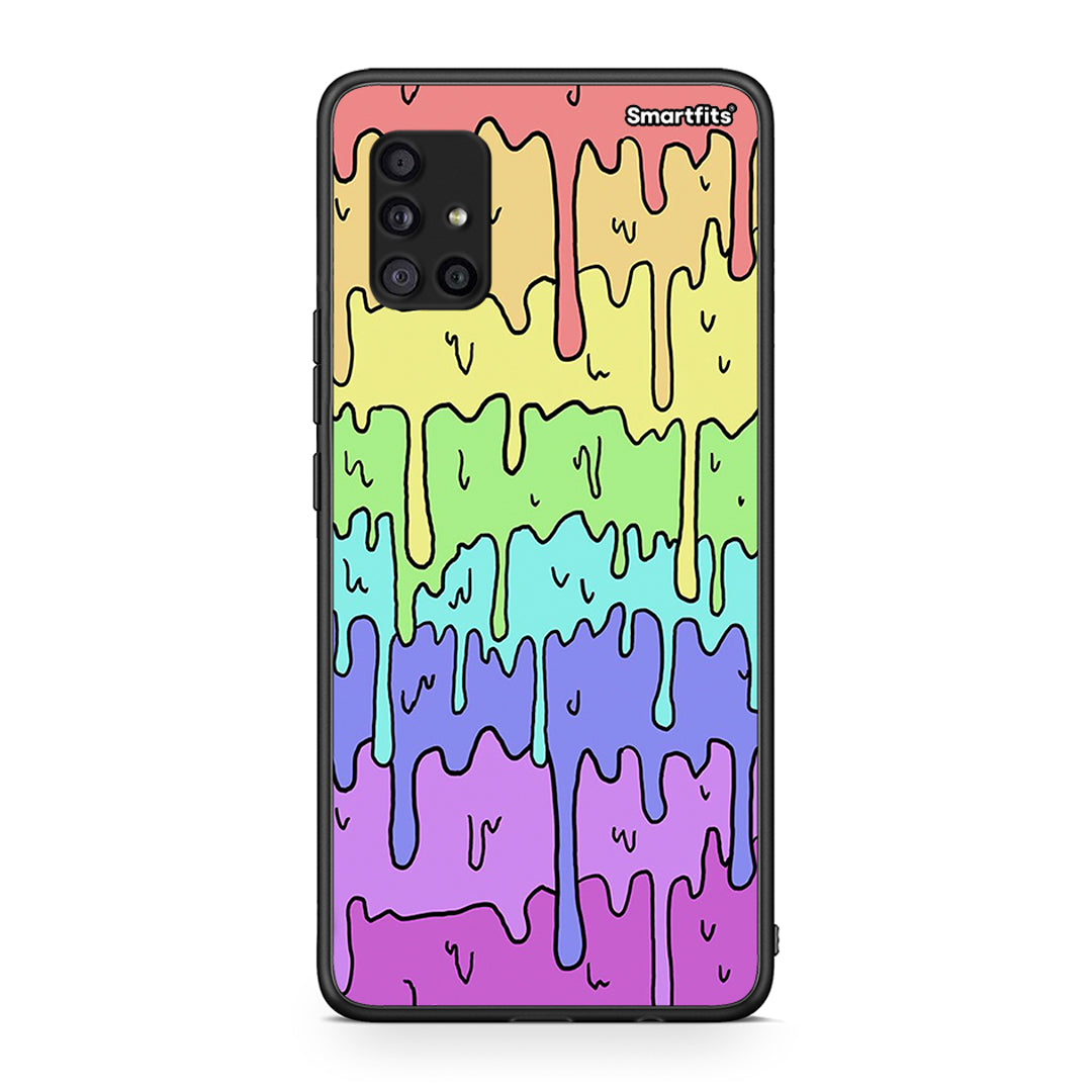 Samsung Galaxy A51 5G Melting Rainbow θήκη από τη Smartfits με σχέδιο στο πίσω μέρος και μαύρο περίβλημα | Smartphone case with colorful back and black bezels by Smartfits