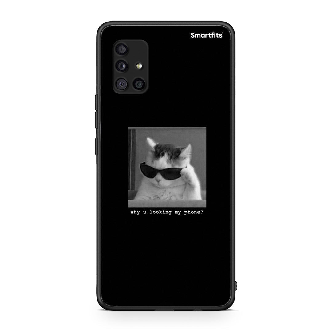 Samsung Galaxy A51 5G Meme Cat θήκη από τη Smartfits με σχέδιο στο πίσω μέρος και μαύρο περίβλημα | Smartphone case with colorful back and black bezels by Smartfits