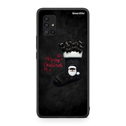 Samsung Galaxy A51 5G Merry Cat Christmas θήκη από τη Smartfits με σχέδιο στο πίσω μέρος και μαύρο περίβλημα | Smartphone case with colorful back and black bezels by Smartfits