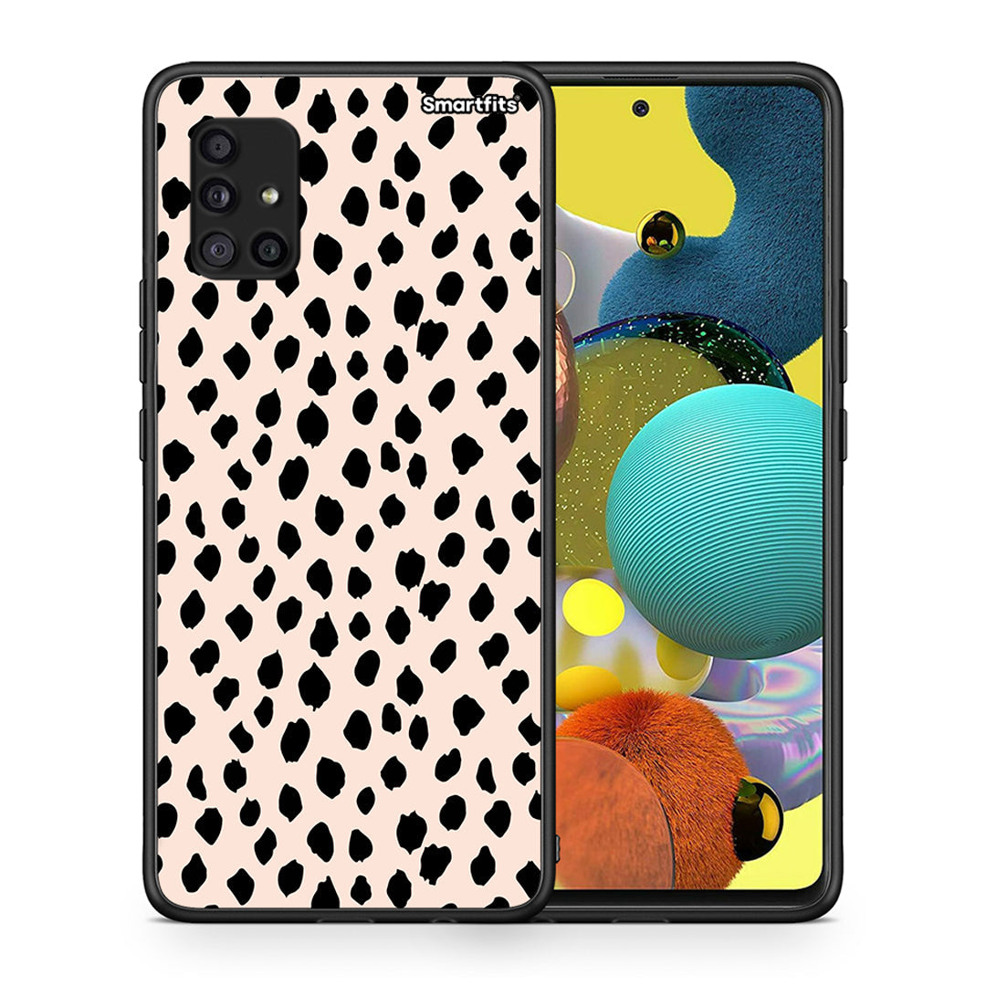 Θήκη Samsung Galaxy A51 5G New Polka Dots από τη Smartfits με σχέδιο στο πίσω μέρος και μαύρο περίβλημα | Samsung Galaxy A51 5G New Polka Dots case with colorful back and black bezels