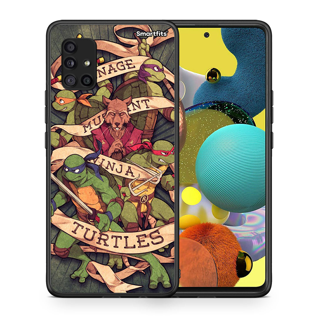 Θήκη Samsung Galaxy A51 5G Ninja Turtles από τη Smartfits με σχέδιο στο πίσω μέρος και μαύρο περίβλημα | Samsung Galaxy A51 5G Ninja Turtles case with colorful back and black bezels