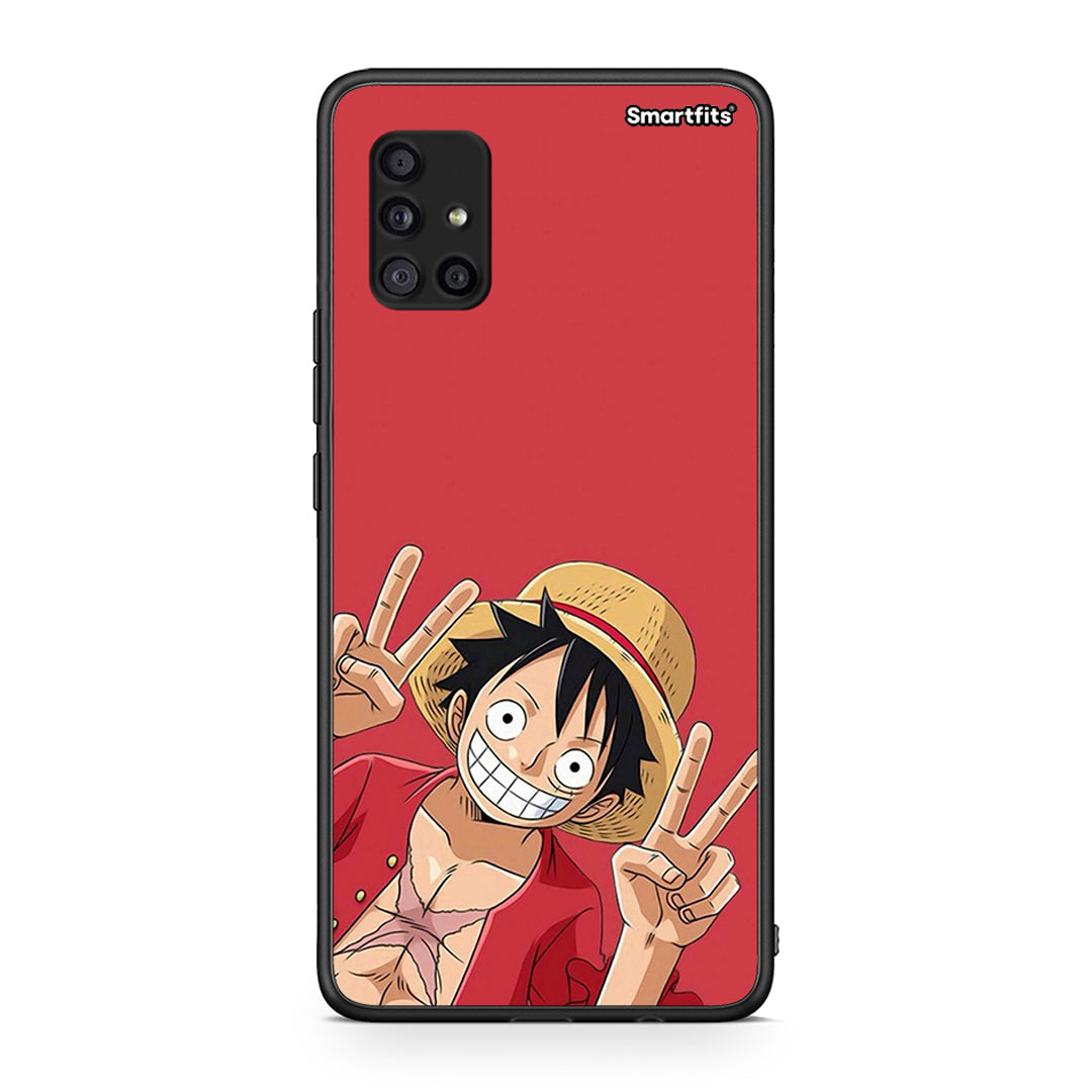 Samsung Galaxy A51 5G Pirate Luffy Θήκη από τη Smartfits με σχέδιο στο πίσω μέρος και μαύρο περίβλημα | Smartphone case with colorful back and black bezels by Smartfits