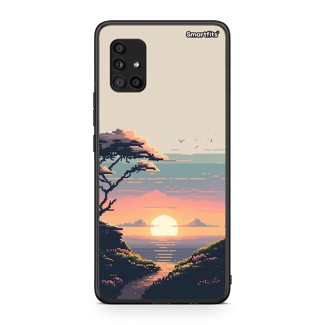 Samsung Galaxy A51 5G Pixel Sunset Θήκη από τη Smartfits με σχέδιο στο πίσω μέρος και μαύρο περίβλημα | Smartphone case with colorful back and black bezels by Smartfits