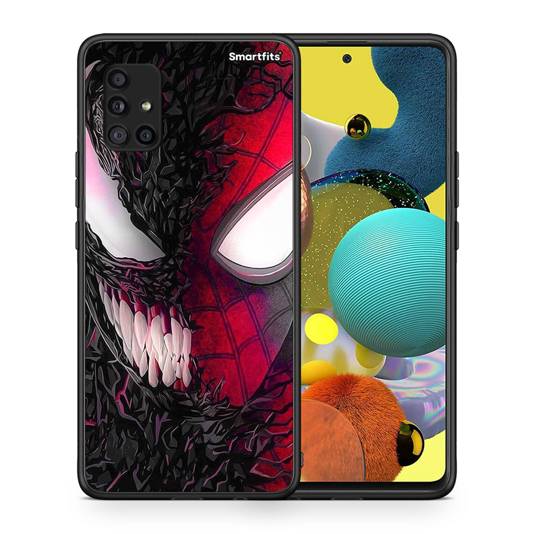 Θήκη Samsung Galaxy A51 5G SpiderVenom PopArt από τη Smartfits με σχέδιο στο πίσω μέρος και μαύρο περίβλημα | Samsung Galaxy A51 5G SpiderVenom PopArt case with colorful back and black bezels