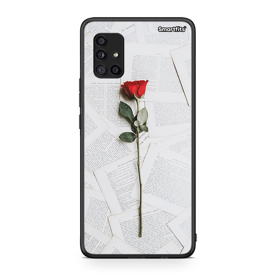 Samsung Galaxy A51 5G Red Rose θήκη από τη Smartfits με σχέδιο στο πίσω μέρος και μαύρο περίβλημα | Smartphone case with colorful back and black bezels by Smartfits