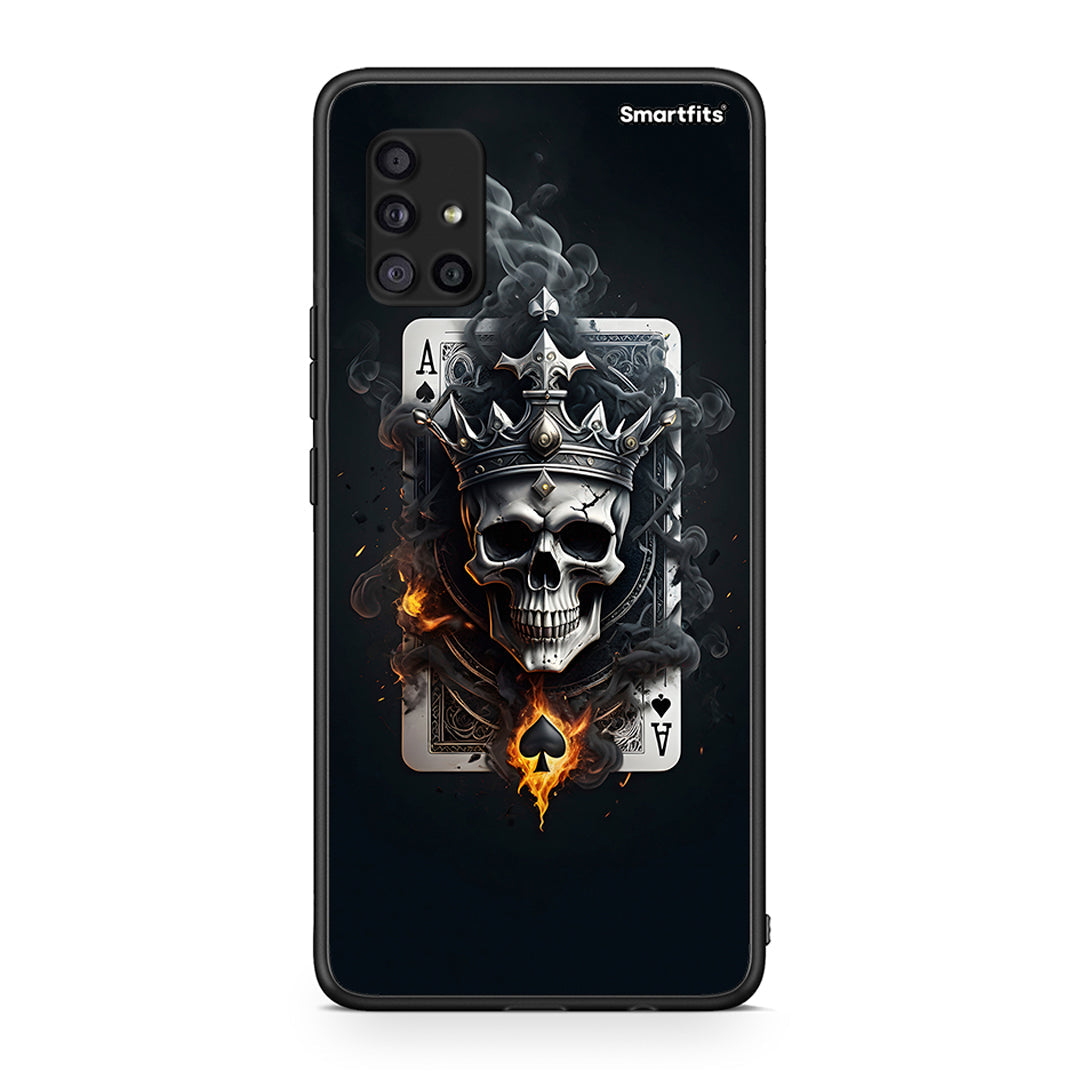 Samsung Galaxy A51 5G Skull King Ace θήκη από τη Smartfits με σχέδιο στο πίσω μέρος και μαύρο περίβλημα | Smartphone case with colorful back and black bezels by Smartfits