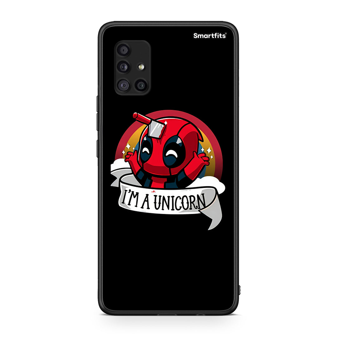 Samsung Galaxy A51 5G Unicorn Deadpool θήκη από τη Smartfits με σχέδιο στο πίσω μέρος και μαύρο περίβλημα | Smartphone case with colorful back and black bezels by Smartfits