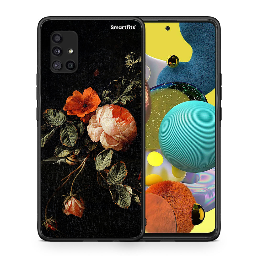 Θήκη Samsung Galaxy A51 5G Vintage Roses από τη Smartfits με σχέδιο στο πίσω μέρος και μαύρο περίβλημα | Samsung Galaxy A51 5G Vintage Roses case with colorful back and black bezels