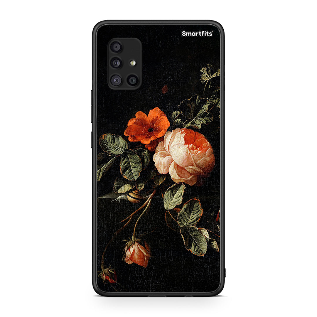 Samsung Galaxy A51 5G Vintage Roses θήκη από τη Smartfits με σχέδιο στο πίσω μέρος και μαύρο περίβλημα | Smartphone case with colorful back and black bezels by Smartfits