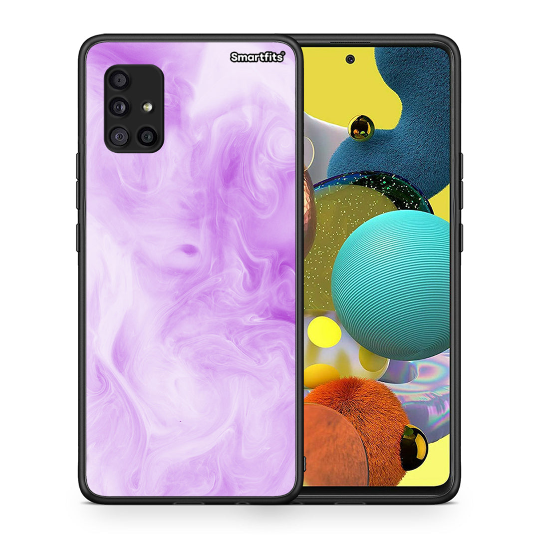 Θήκη Samsung Galaxy A51 5G Lavender Watercolor από τη Smartfits με σχέδιο στο πίσω μέρος και μαύρο περίβλημα | Samsung Galaxy A51 5G Lavender Watercolor case with colorful back and black bezels