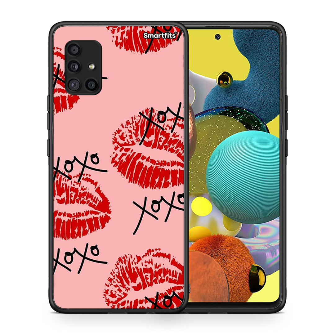 Θήκη Samsung Galaxy A51 5G XOXO Lips από τη Smartfits με σχέδιο στο πίσω μέρος και μαύρο περίβλημα | Samsung Galaxy A51 5G XOXO Lips case with colorful back and black bezels