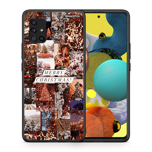 Θήκη Samsung Galaxy A51 5G Xmas Collage από τη Smartfits με σχέδιο στο πίσω μέρος και μαύρο περίβλημα | Samsung Galaxy A51 5G Xmas Collage case with colorful back and black bezels