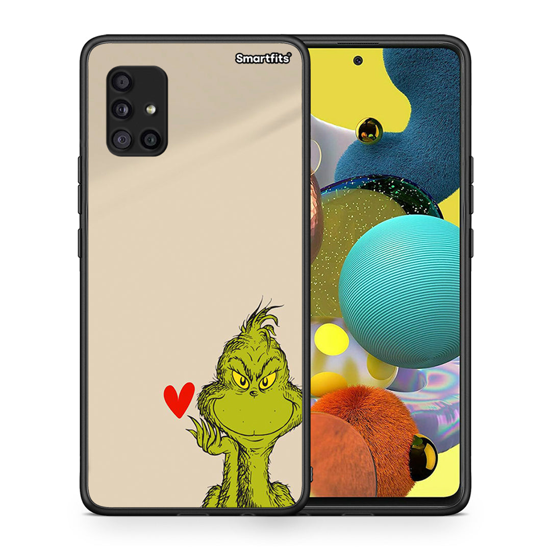 Θήκη Samsung Galaxy A51 5G Xmas Grinch από τη Smartfits με σχέδιο στο πίσω μέρος και μαύρο περίβλημα | Samsung Galaxy A51 5G Xmas Grinch case with colorful back and black bezels