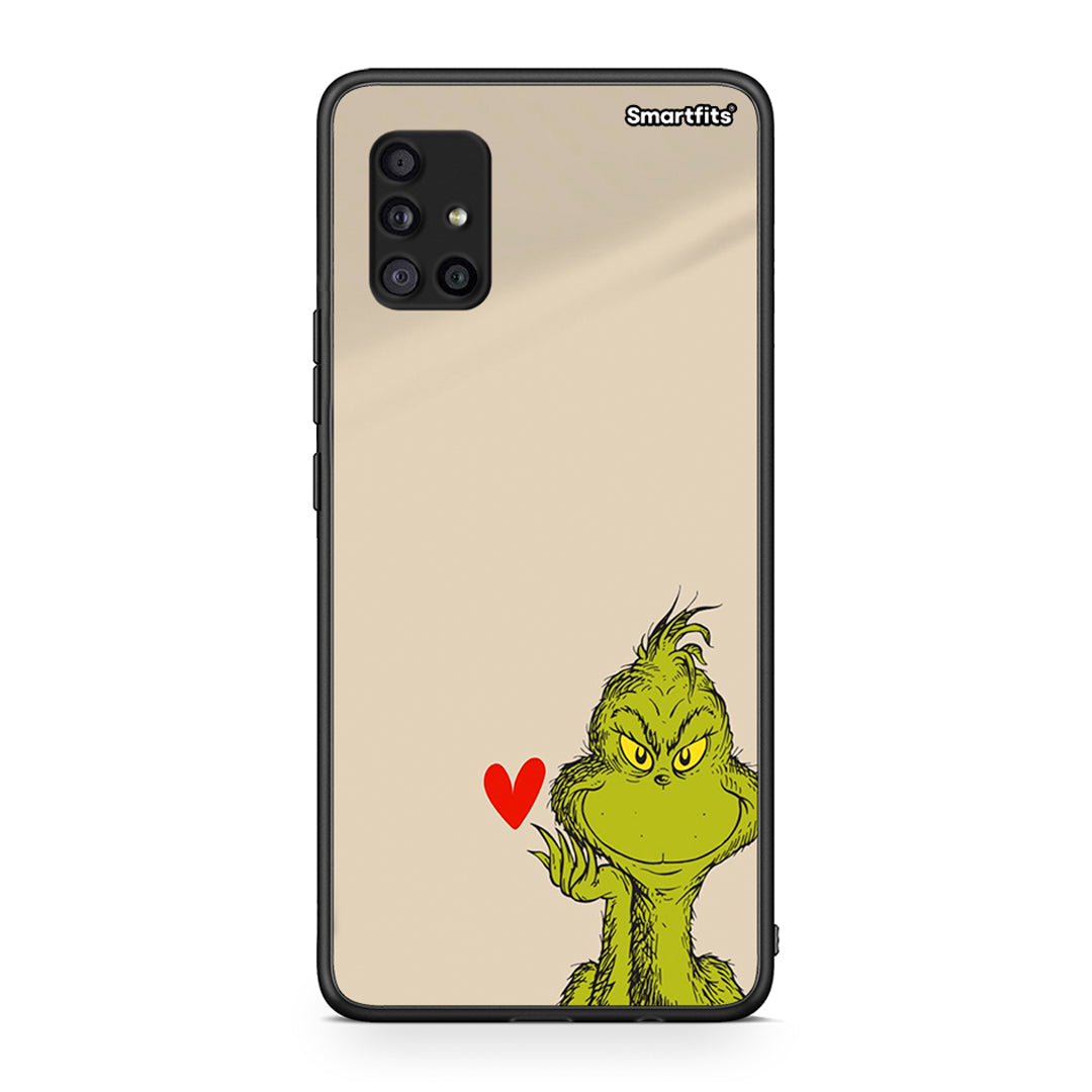 Samsung Galaxy A51 5G Xmas Grinch θήκη από τη Smartfits με σχέδιο στο πίσω μέρος και μαύρο περίβλημα | Smartphone case with colorful back and black bezels by Smartfits