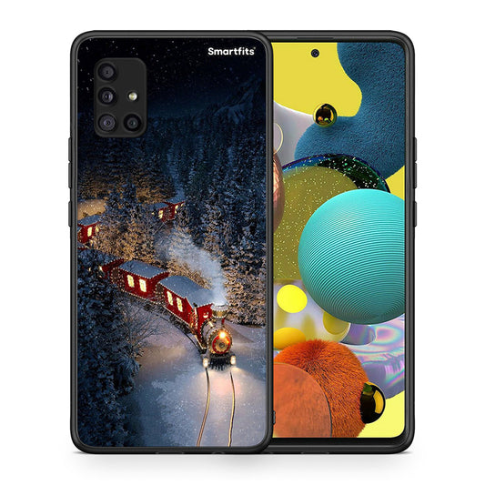 Θήκη Samsung Galaxy A51 5G Xmas Train από τη Smartfits με σχέδιο στο πίσω μέρος και μαύρο περίβλημα | Samsung Galaxy A51 5G Xmas Train case with colorful back and black bezels