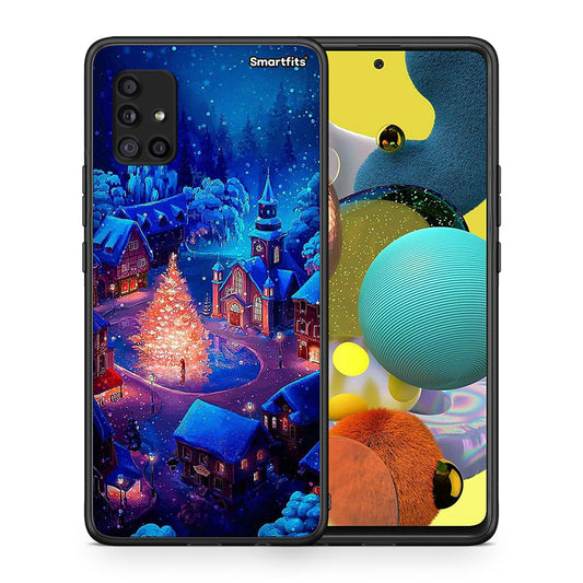 Θήκη Samsung Galaxy A51 5G Xmas Village από τη Smartfits με σχέδιο στο πίσω μέρος και μαύρο περίβλημα | Samsung Galaxy A51 5G Xmas Village case with colorful back and black bezels