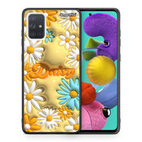 Thumbnail for Θήκη Samsung A51 Bubble Daisies από τη Smartfits με σχέδιο στο πίσω μέρος και μαύρο περίβλημα | Samsung A51 Bubble Daisies case with colorful back and black bezels