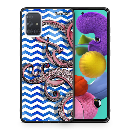 Θήκη Samsung A51 Chevron Devilfish από τη Smartfits με σχέδιο στο πίσω μέρος και μαύρο περίβλημα | Samsung A51 Chevron Devilfish case with colorful back and black bezels