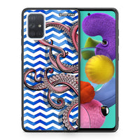 Thumbnail for Θήκη Samsung A51 Chevron Devilfish από τη Smartfits με σχέδιο στο πίσω μέρος και μαύρο περίβλημα | Samsung A51 Chevron Devilfish case with colorful back and black bezels