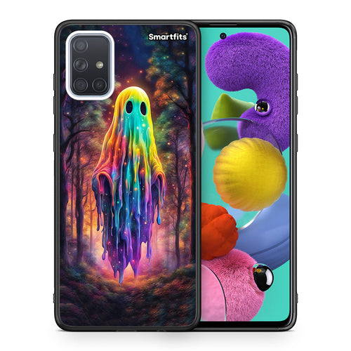 Θήκη Samsung A51 Halloween Ghost από τη Smartfits με σχέδιο στο πίσω μέρος και μαύρο περίβλημα | Samsung A51 Halloween Ghost case with colorful back and black bezels