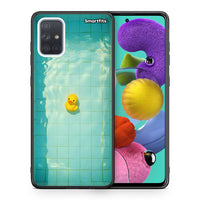 Thumbnail for Θήκη Samsung A51 Yellow Duck από τη Smartfits με σχέδιο στο πίσω μέρος και μαύρο περίβλημα | Samsung A51 Yellow Duck case with colorful back and black bezels